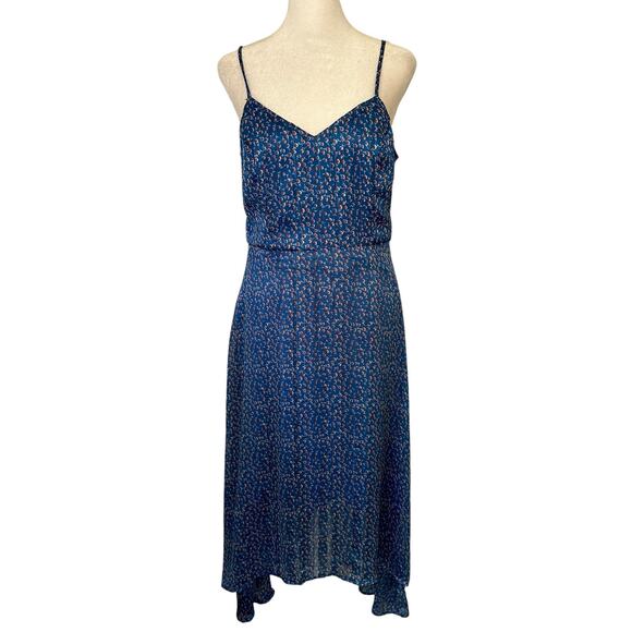 Lulu's Dreams of Love royal blue & red floral sleeveless midi dress size M - Picture 1 of 14